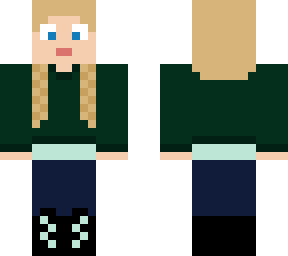 green and blue outfit girl