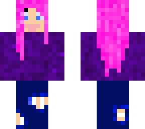 basic girl (ripped jeans) (pink hair) (purple sweater)