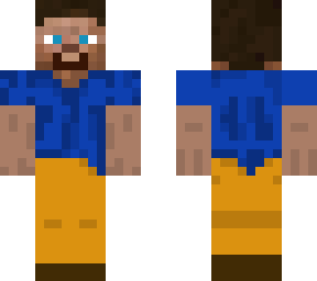 blue+orange steve with blue eyes but with smile