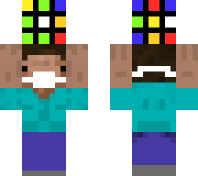 derp steve carrying rubix cube with mask