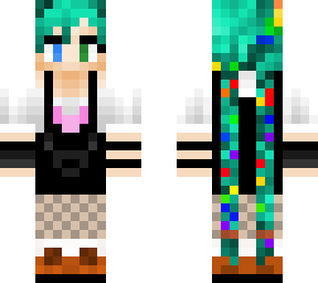 girl with mint green and rainbow colored hair