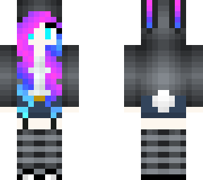pink purple and blue bunny girl