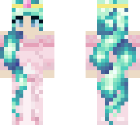 edit blue green hair pink dress