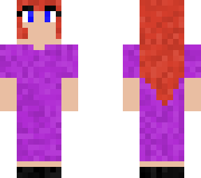 red head girl with purple dress