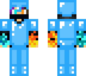 skin fire and water avec armure en diamant