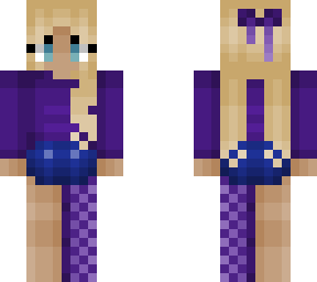 cute blonde - pigtail curly hair - purple & blue outfit
