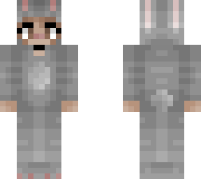 girl - gray bunny onesie - brunette
