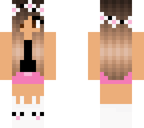 night time pink shorts and black tank top, bunny slippers/ socks