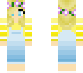 yellow overall girl with purple flower crown