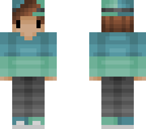 chibi guy - brown hair - pastel green & blue outfit