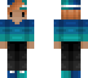 chibi guy - dark blue fade teal - hat - ginger
