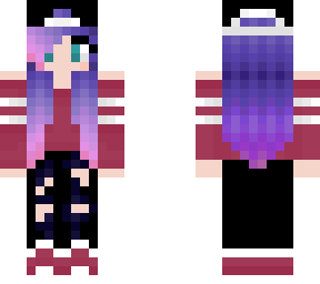 purple hair cap girl