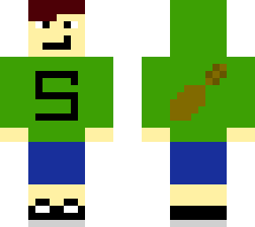 teen with bat and reddish/brown hair green hoodie with s