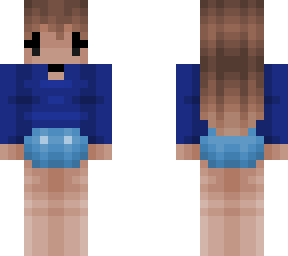 chibi girl - dark blue sweater - ombre fade - shorts