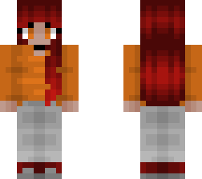 cool girl - red head - orange sweater - stripes