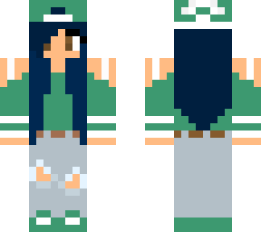 blue haired tomboy w/ green shirt