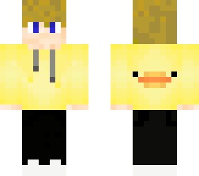 blonde boy in duck hoodie (no hood)