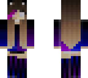 blue,purpple and black cat girl