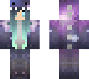 blue haired galaxy dino onesie girl