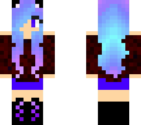 cool cat girl purple pink blue