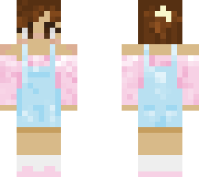 * cute pastel girl in sweater and overalls *