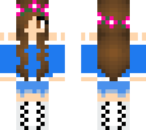 blue sweater chick with flowers