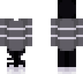 grey stripped shirt with black jeans and beanie