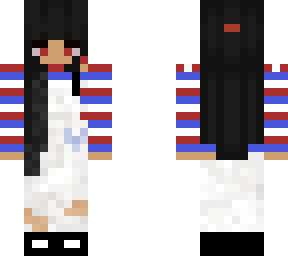 striped top with white overalls