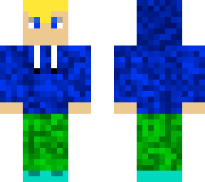 blonde hair boy with hoodie (blue and green)