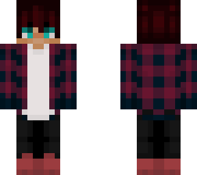 emo boi dark red hair, aqua eyes