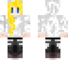 girl with white hoodie.