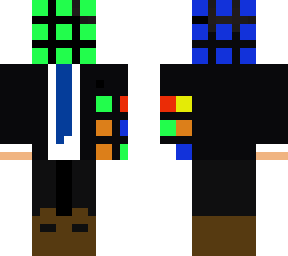 rubik cube person in a suit