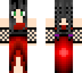 braided black hair girl with a  long red dress
