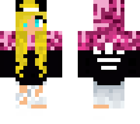 no mask blonde girl pink hoodie camo