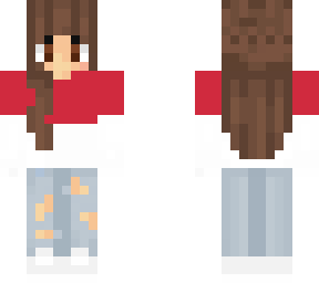 red shirt brown eyes and hair