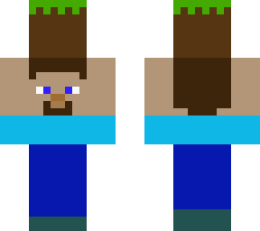 steve holding a grass block