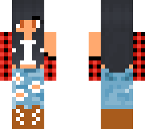aphmau w/ ripped jeans and a flannle