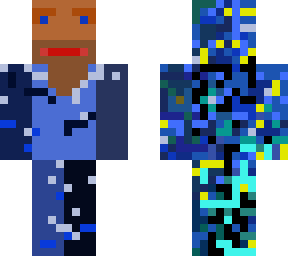 crazy beard guy painted blue
