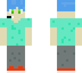 blue haired boy with headset