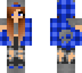 dark blue plaid hoodie with skull
