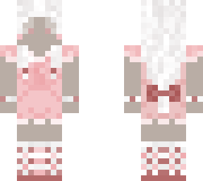 Pink girl outfit white hair elf ears | Minecraft Skin