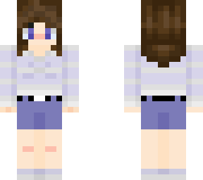 blue striped sweater w/ blue jean shorts