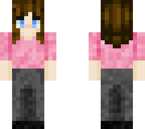 pink top, grey bottoms