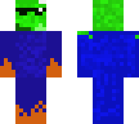 blue suit green guy