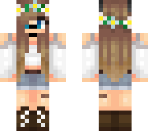 cute country wolf girl with flower crown