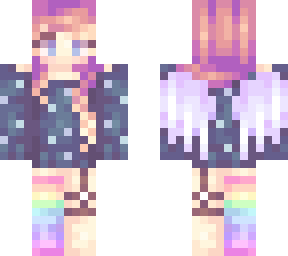 cute neon rainbow angel girl