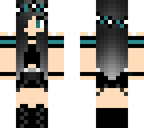 black hair girl with flowerhead band and black and blue eyes