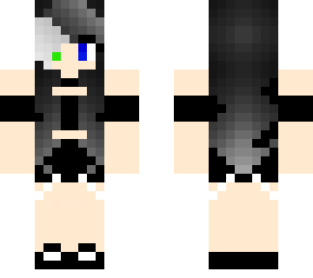 cool girl with black and white hair and blue and green eyes