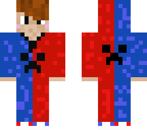 minecraft half red-blue pyjamas