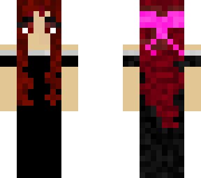 pretty girl with a black dress and pink bow